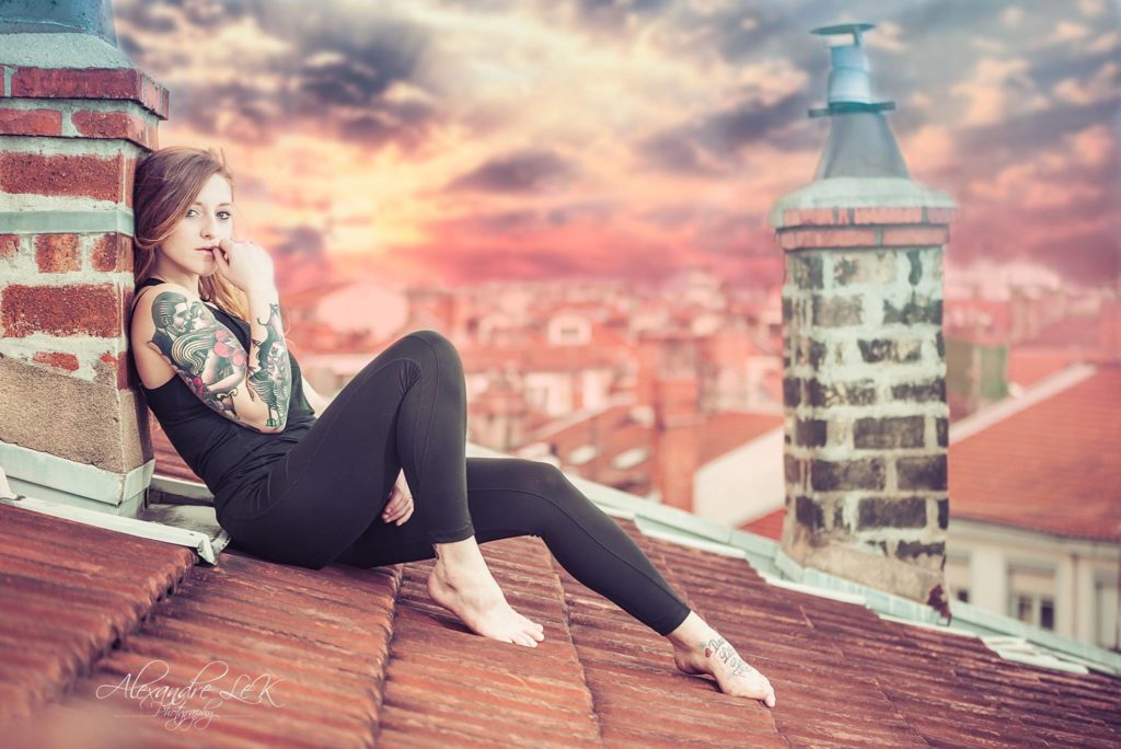 model photo toit couche de soleil tuiles tatouages